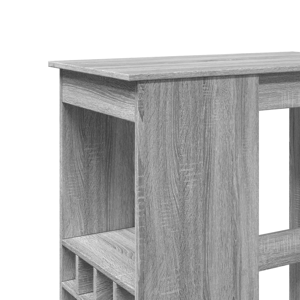 Tavolo Bar con Rastrelliera Grigio 102x50x103,5cm Multistrato 854342