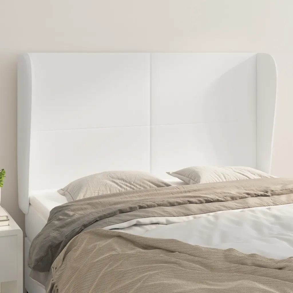 Testiera | Testata ad Orecchio Bianca 147x23x118/128 cm in Similpelle