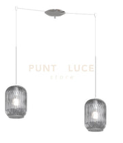 SOSPENSIONE CROMO 2 LUCI SPOSTABILE VETRI FUME 1181CR-S2 S-FU