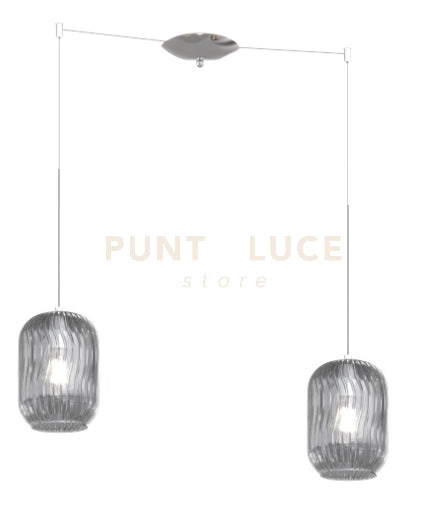 SOSPENSIONE CROMO 2 LUCI SPOSTABILE VETRI FUME 1181CR-S2 S-FU