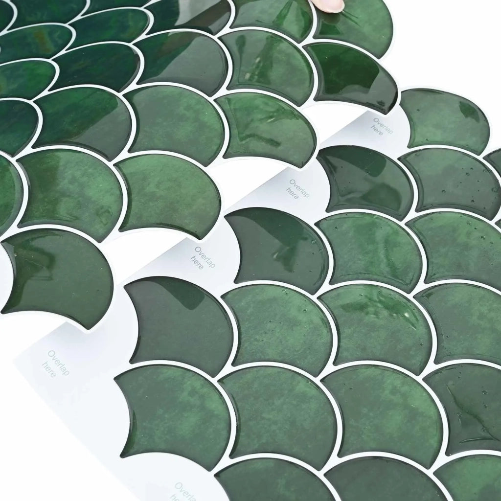 Piastrella a scaglie di pesce 10 pcs Verde Scuro 30 x 30 cm