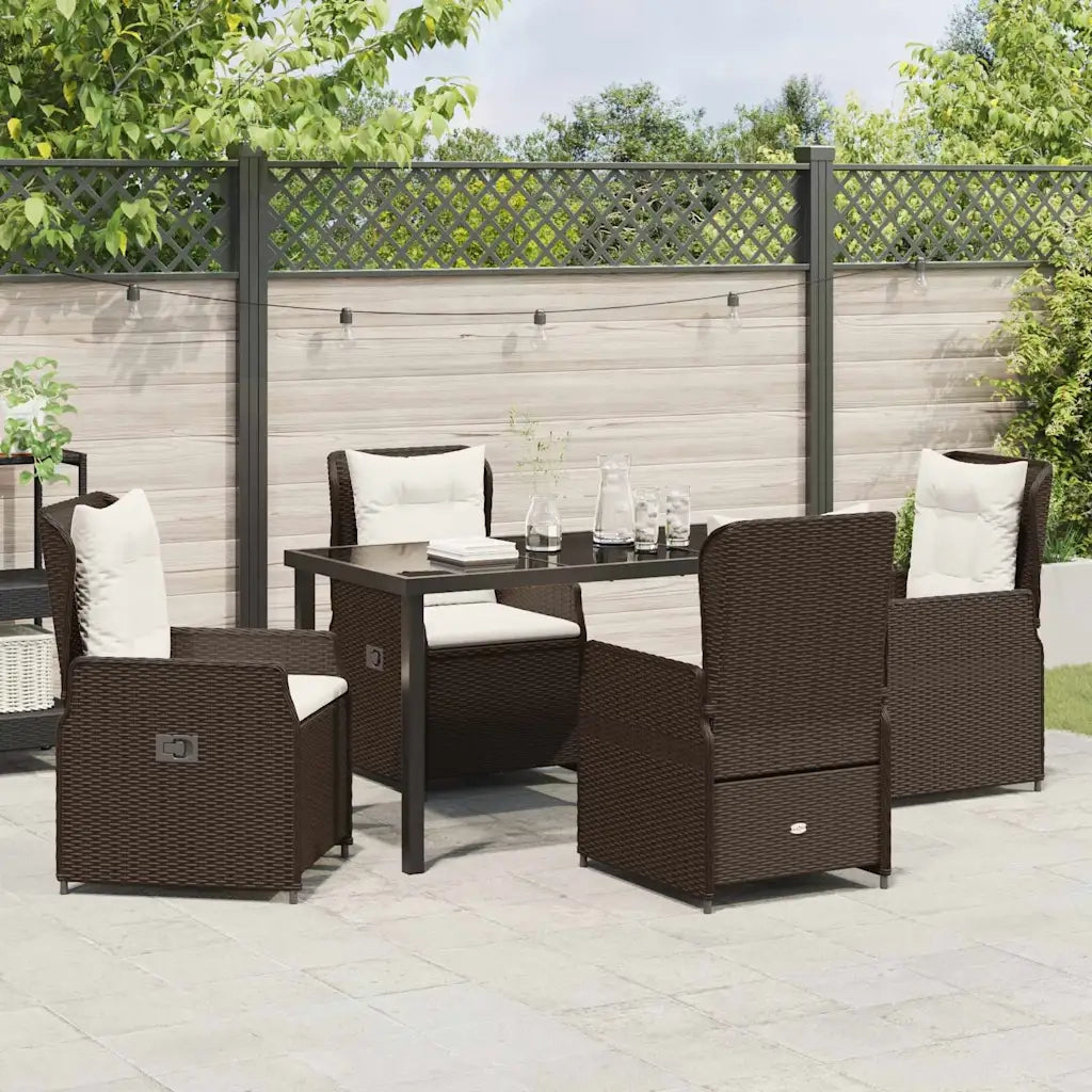 Set da Pranzo per Giardino 5 pcs Marrone polyrattan 3380948
