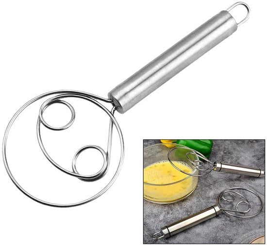 Un misturatore di impasto, misturatore di pane con maniglia in acciaio inossidabile, impastatrice, guardia olandese, guardia danese di impasto, impastatrice in acciaio inossidabile, impastatrice, guardia di impasto, per pane, impasto, torte, più e dolci.