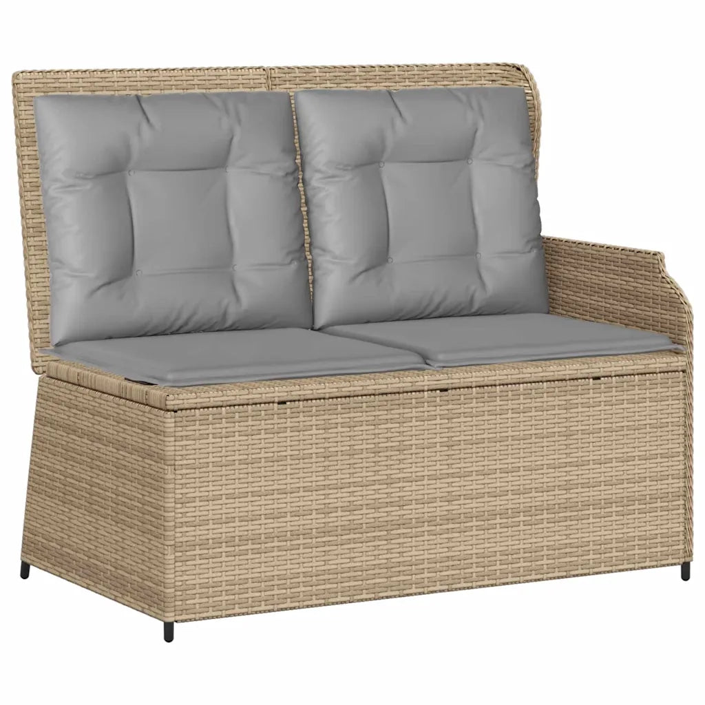 vidaXL Panchina da giardino con cuscino Beige Poly Rattan