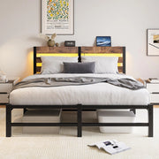 Letto 140x200cm LED - Xylo - struttura metallo spazio ripiano
