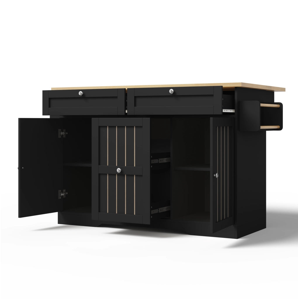 Isola cucina 120x45(70)x92 cm con piano ribaltabile in MDF nero
