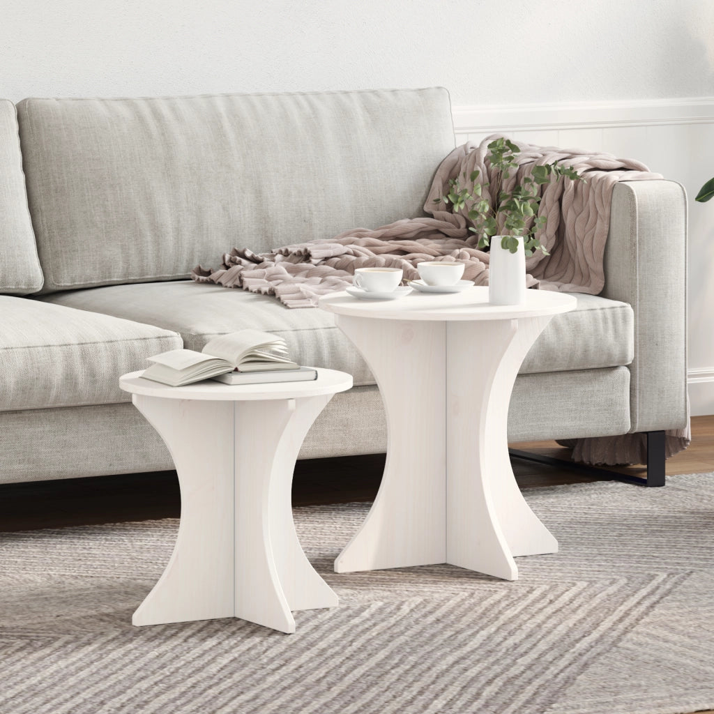 vidaXL Tavolino da salotto 2 pcs Bianco 46 x 46 x 47 cm
