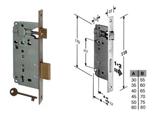 SERRATURA A BUSSOLA DA INFILARE BORDO QUADRO BRONZATO- - mm.60 bordo acciaio bronzato (B.00592.60.02) - 2 pezzi AGB