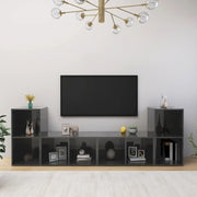 Mobili TV 4 pz Grigio Lucido 72x35x36,5 cm in Legno Multistrato 3079978