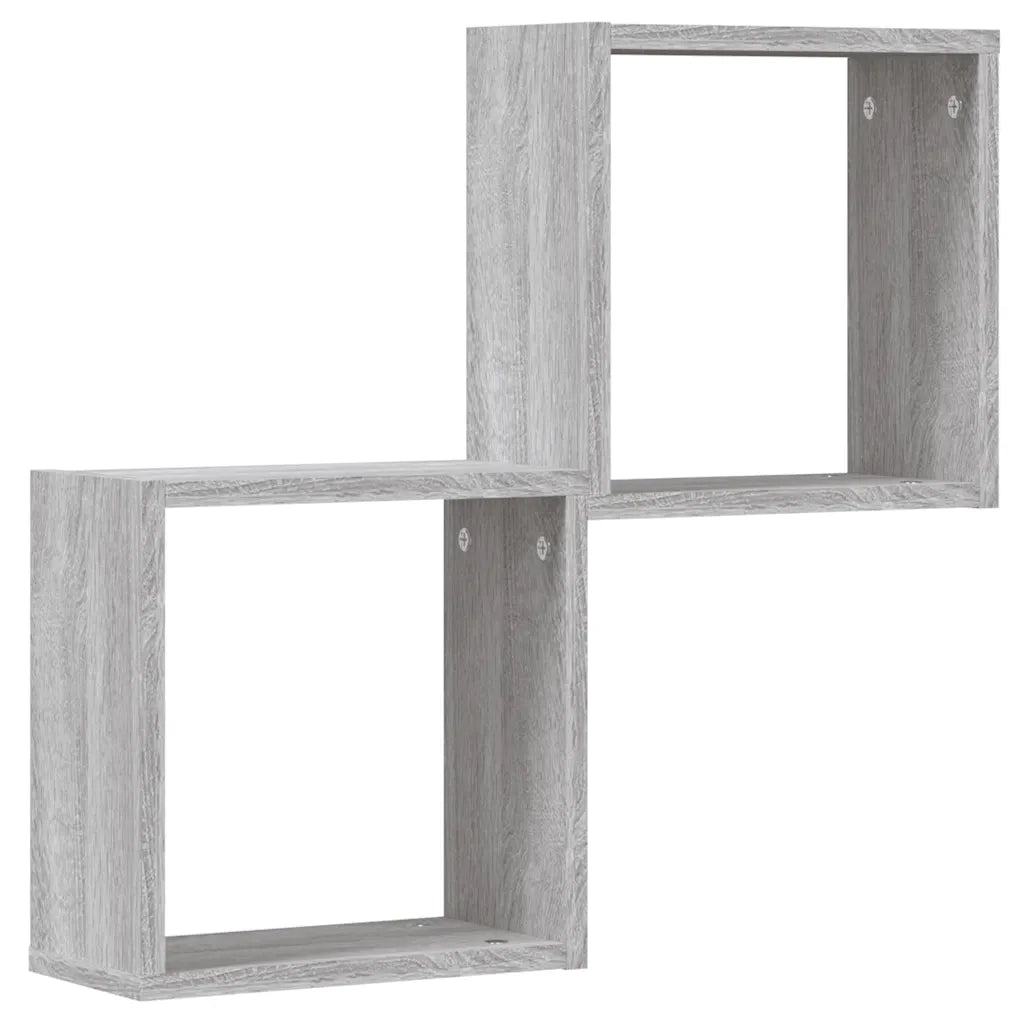 Mensole Parete a Cubo 2 pz Grigio Sonoma 30x15x30 cm 815882