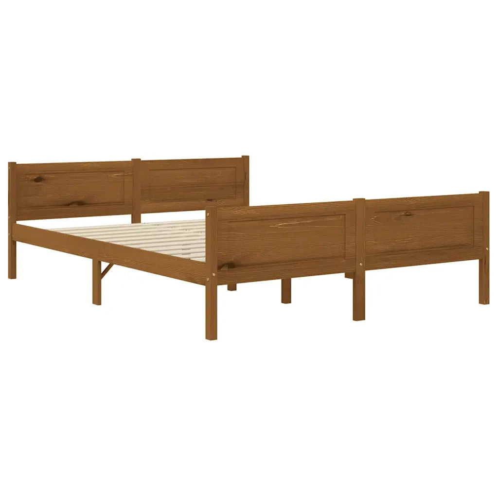 Giroletto-Struttura Letto in Legno Massello di Pino Marrone Ambrato 140x200 cm