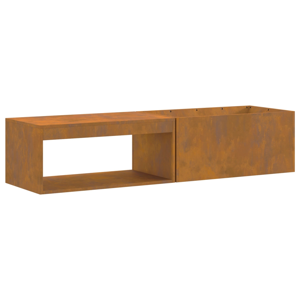 Focolare con Stoccaggio per Legna 160x45x35 cm Acciaio Invecchiato