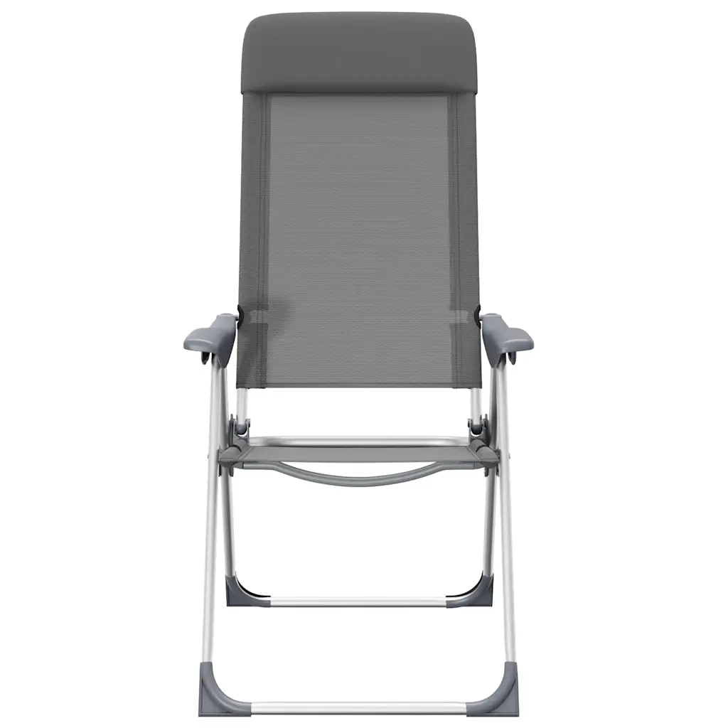 Sedie Pieghevoli da Campeggio 2 pz Grigio in Alluminio 44304