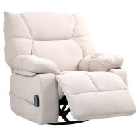 Poltrona Reclinabile con Poggiapiedi, Massaggio e Riscaldamento con 5 Programmi e 8 Punti Vibranti, Beige