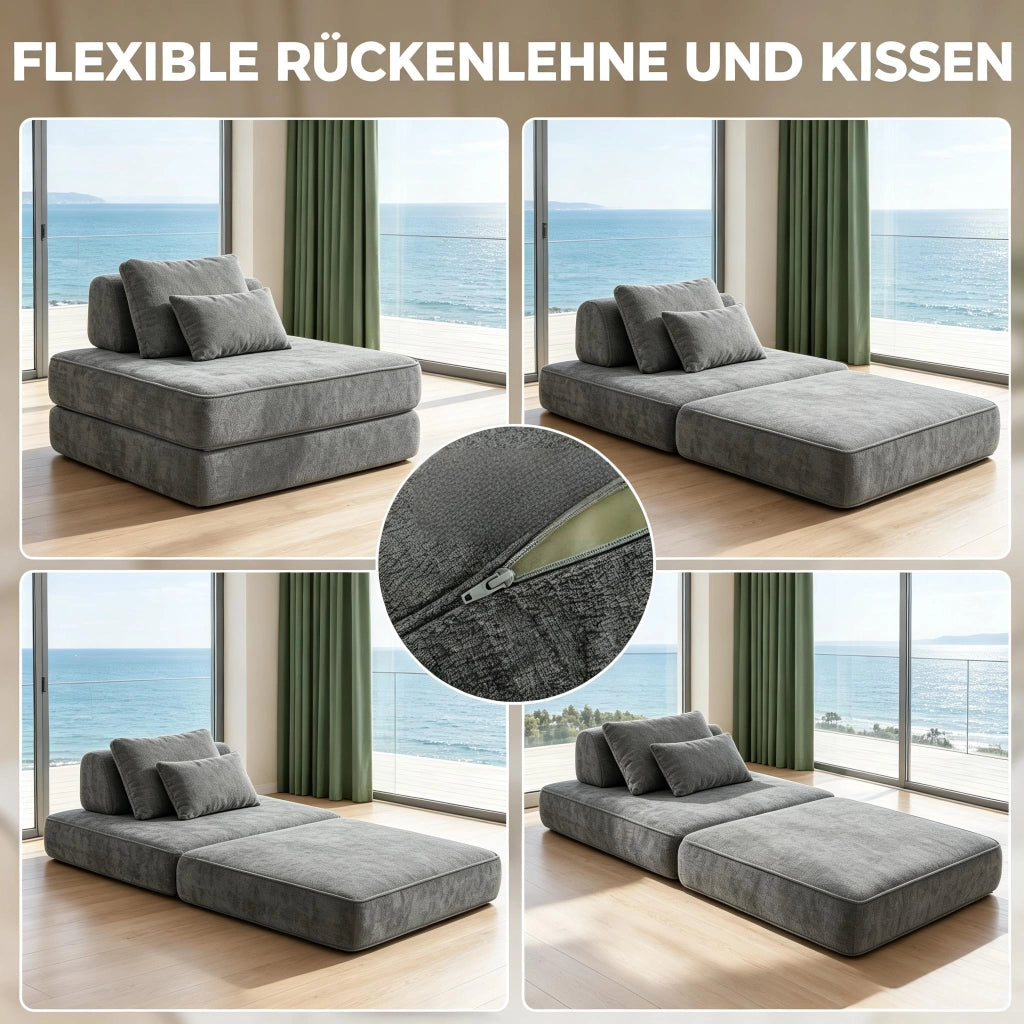 DIVANO LETTO 1 POSTO 97x97x70 cm Grigio in Chenille