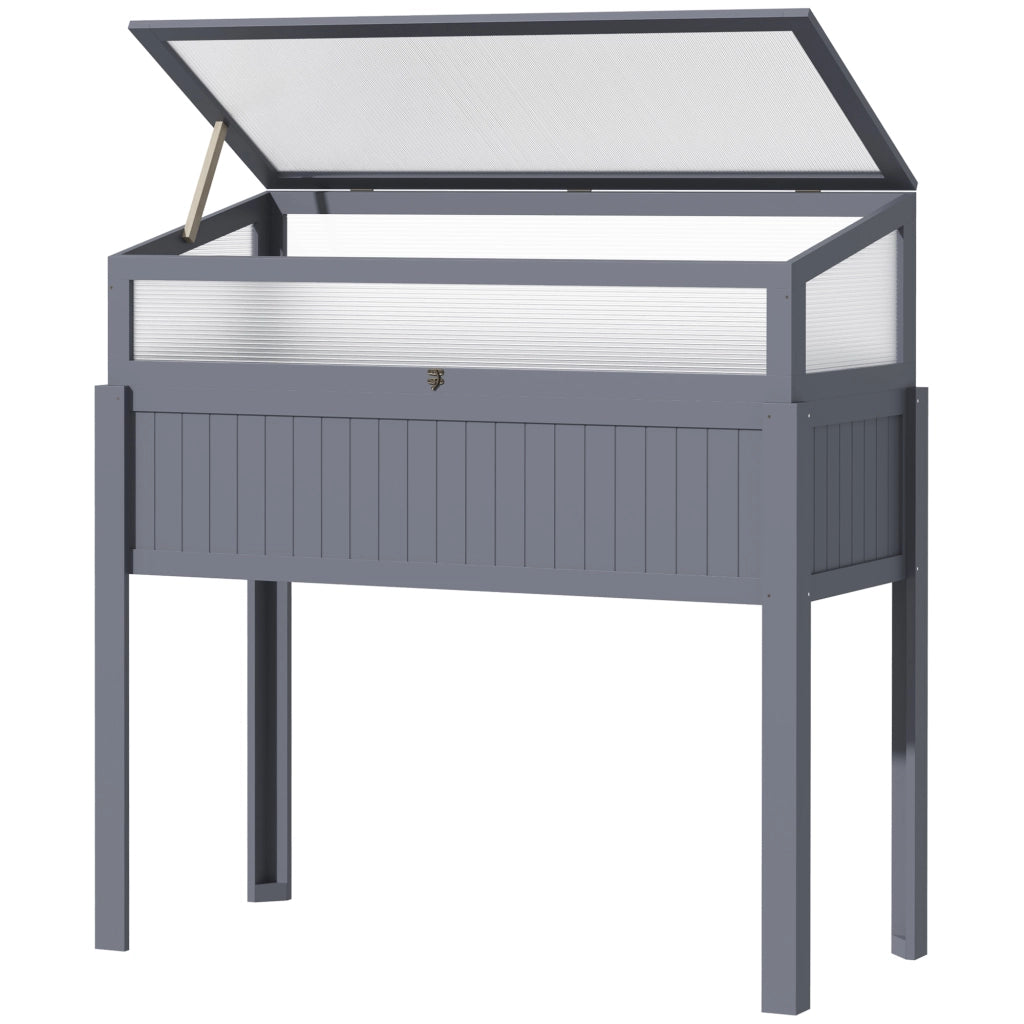 Hochbeet 2-in-1 con serra ¨C zephmum ¨C Polycarbonat Grigio 120x54x112/122 cm