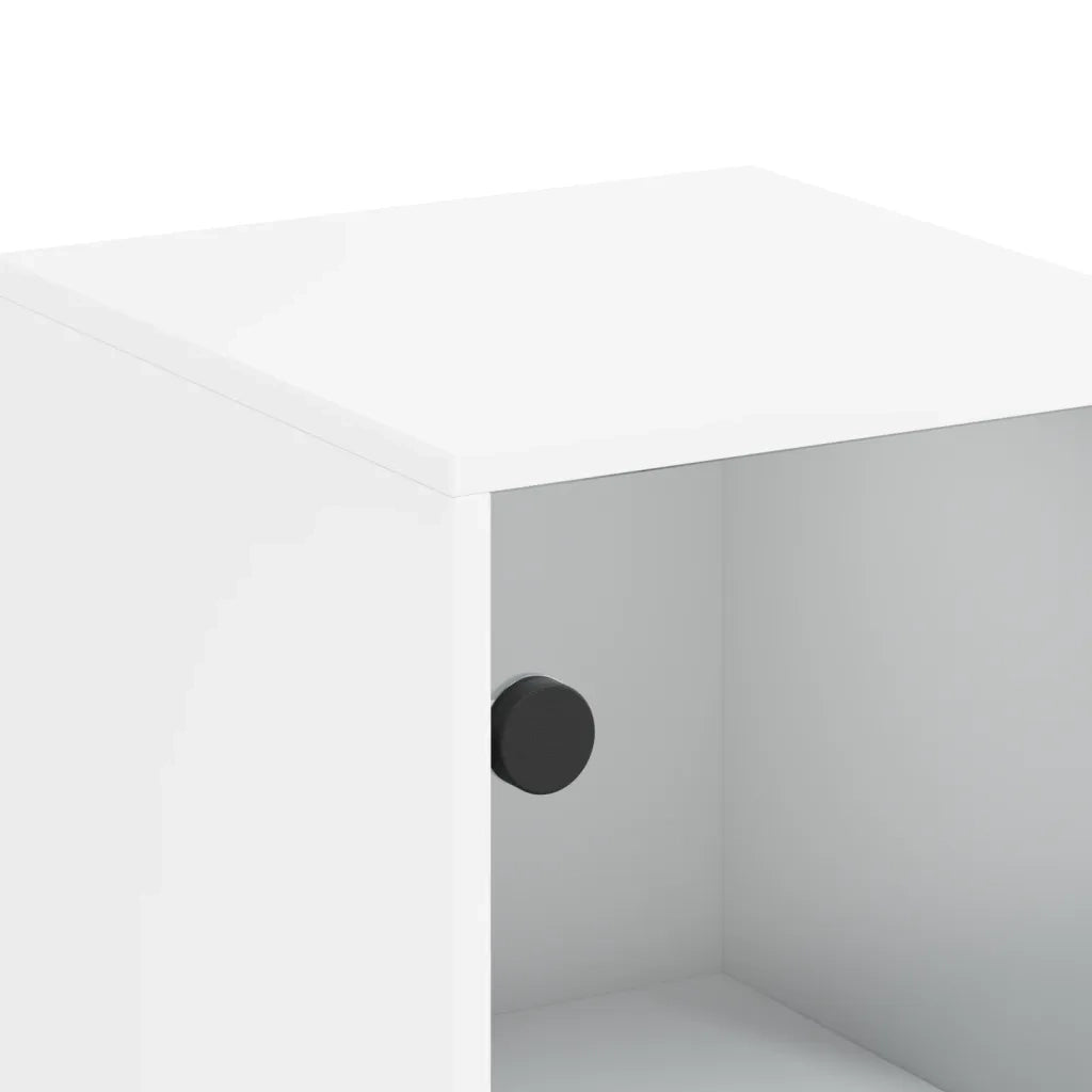 Credenza | Madia | Buffet da pranzo | Armadio da pranzo con Ante in Vetro Bianca 35x37x120 cm
