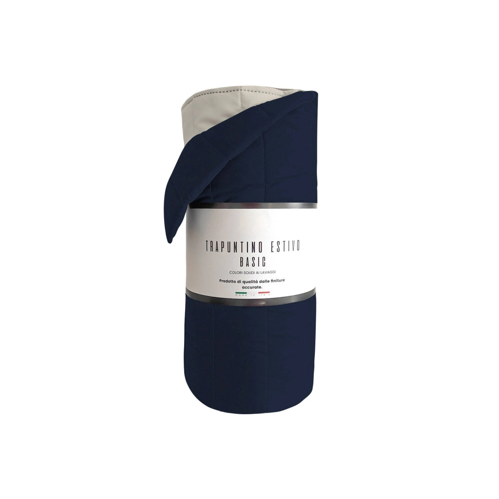 Trapuntino Double Face Singolo 100gr Tinta Unita in Microfibra Blu Scuro/Grigio Chiaro