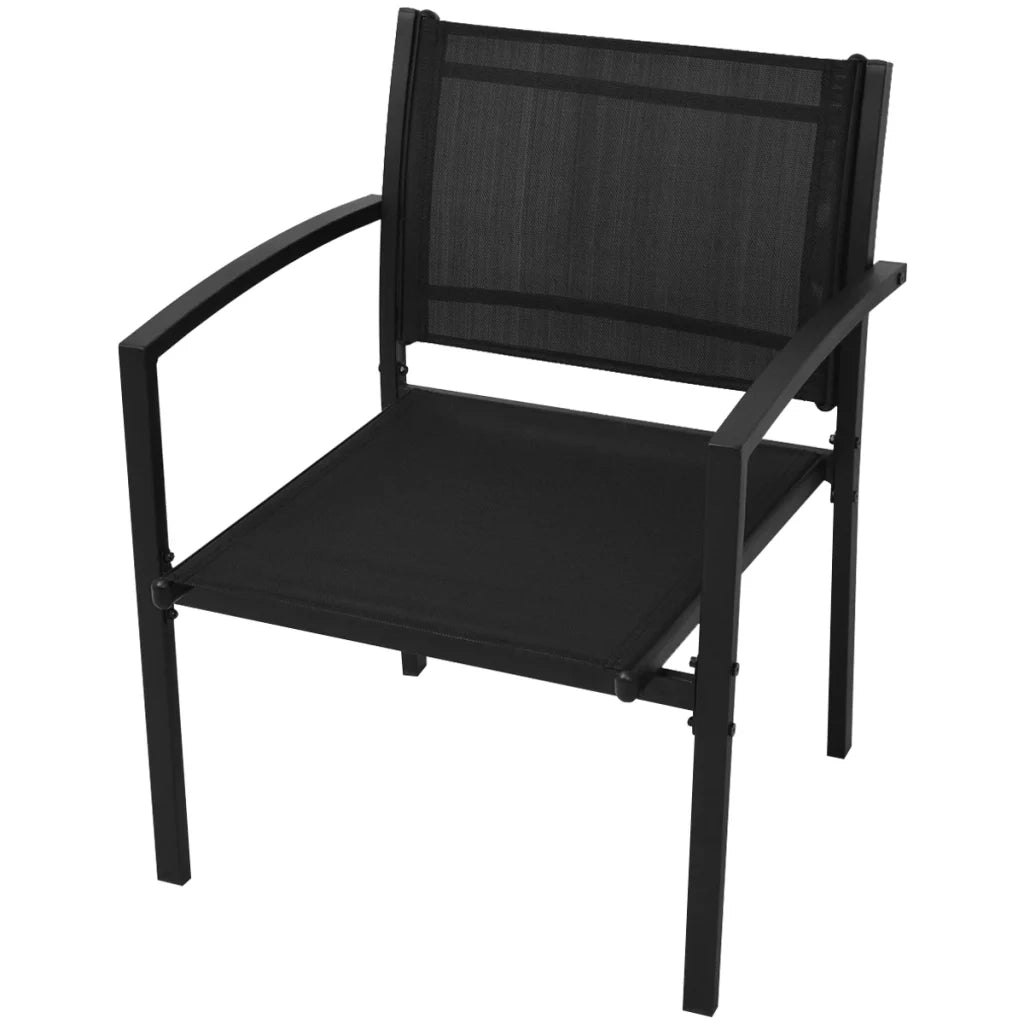 Set da Pranzo da Giardino 4 pz | Set Salotto da Giardino in Textilene Nero