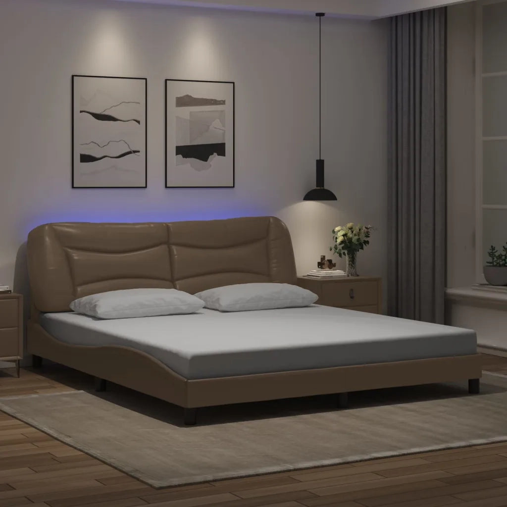 Giroletto con LED senza Materasso-Struttura Letto Hvar Cappuccino 180x200 cm