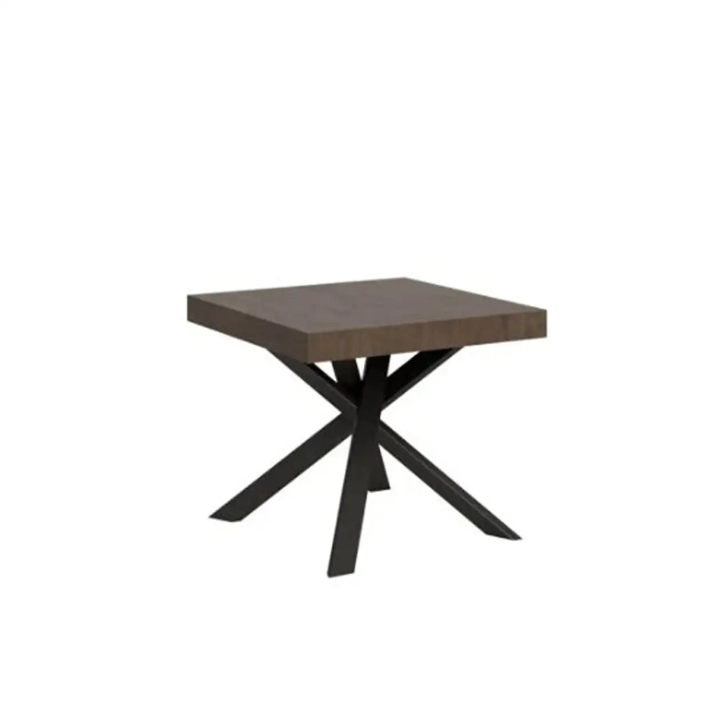 Tavolo allungabile 90/194x90 cm Clerk colore noce gambe antracite