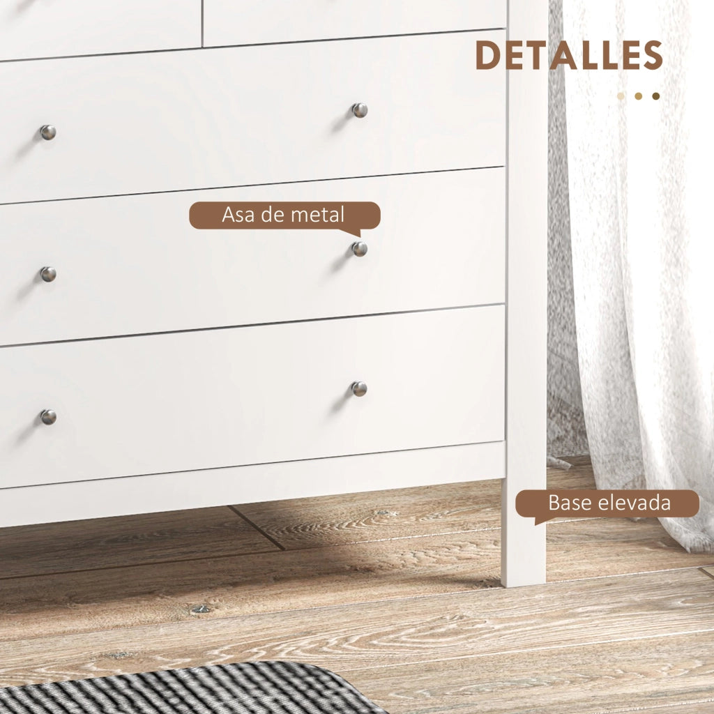 Cassettiera 5 cassetti con gambe rialzate ¨C Xylo ¨C bianco 79x39,5x80,5 cm