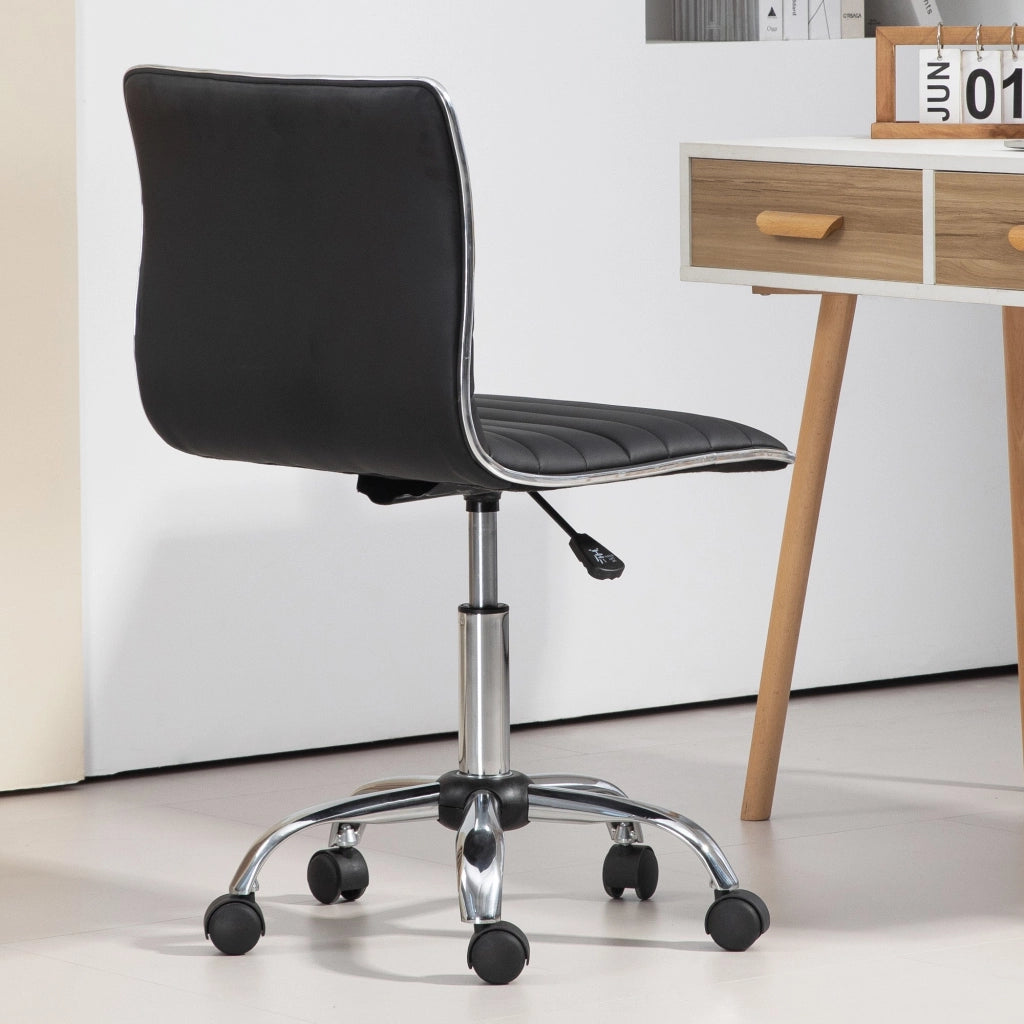 Sedia Poltrona Operativa da Ufficio Ergonomica con Altezza Regolabile in Pelle PU Nera