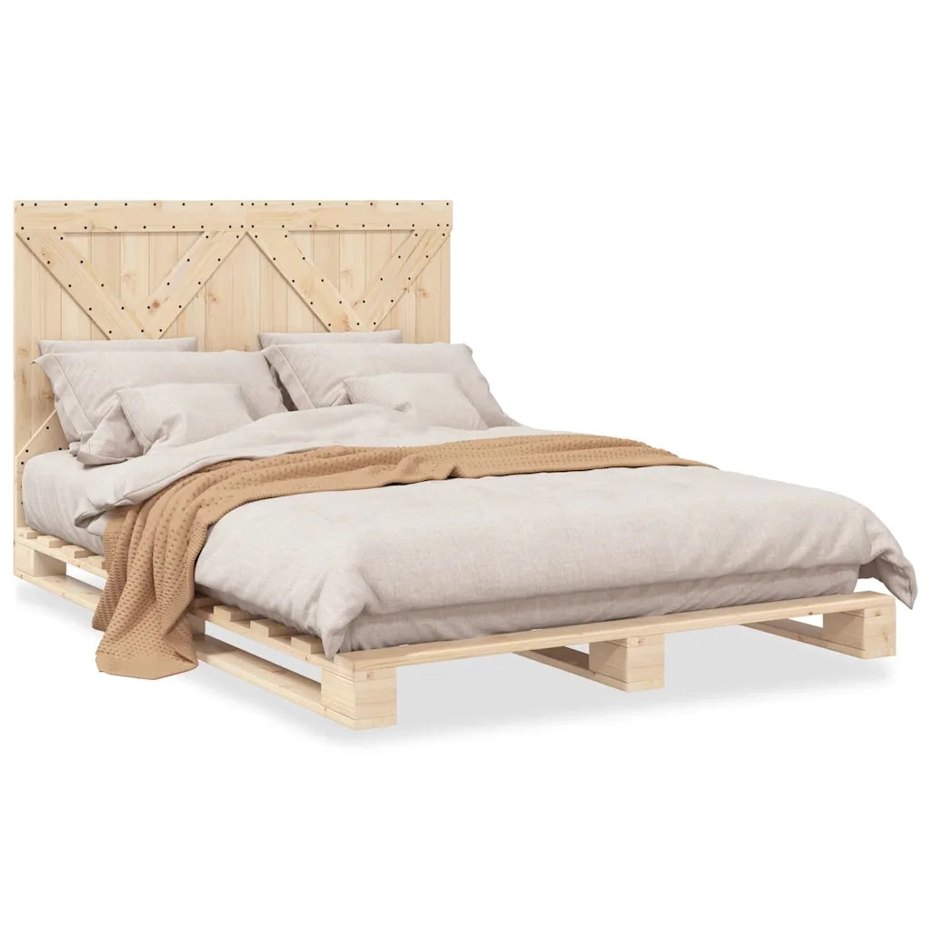 Giroletto con Testiera-Struttura Letto con testiera 140x200 cm in Legno Massello di Pino 544947