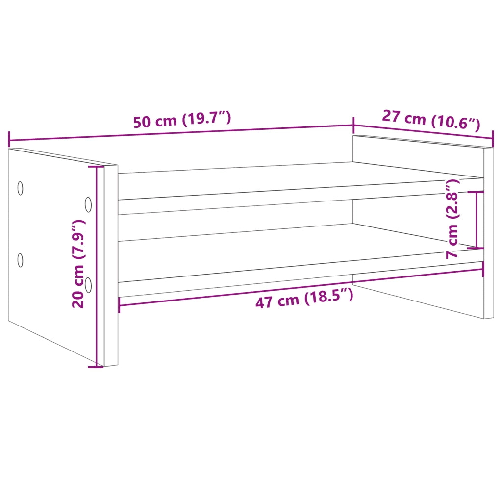 Supporto per Monitor Rovere Marrone 50x27x20 cm in Truciolato 854784
