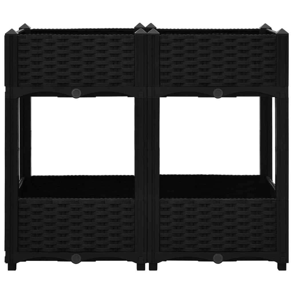 Fioriera rialzata per piante e fiori giardino 80 x 40 x 71 cm polipropilene nero 02_0000950