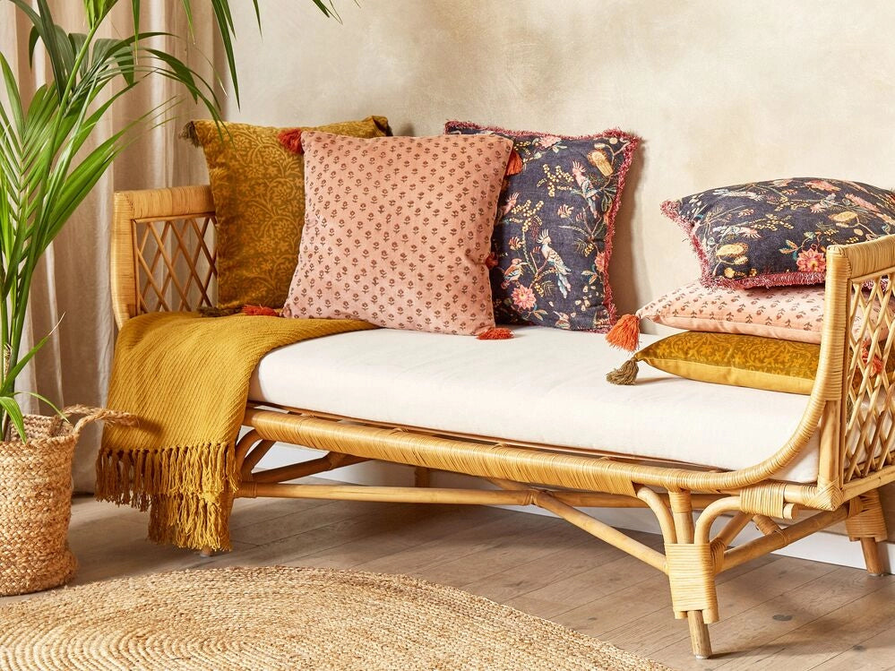 Cuscino in velluto con motivo floreale 45x45 cm rosa stile boho camera da letto soggiorno
