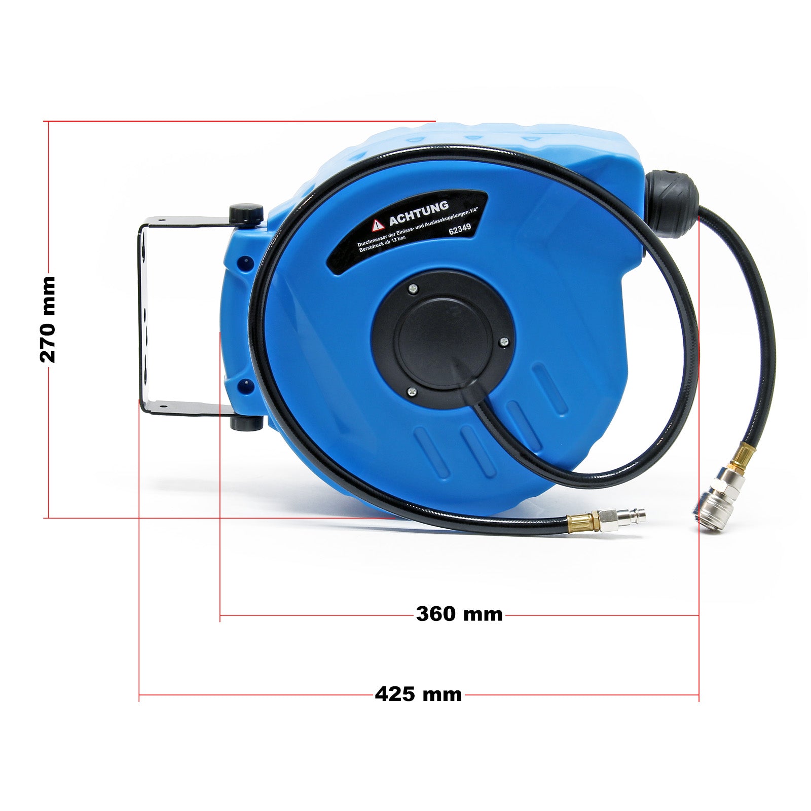 Avvolgitubo automatico 10m + 1m Avvolgitore tubo aria compressa a parete girevole a 180°
