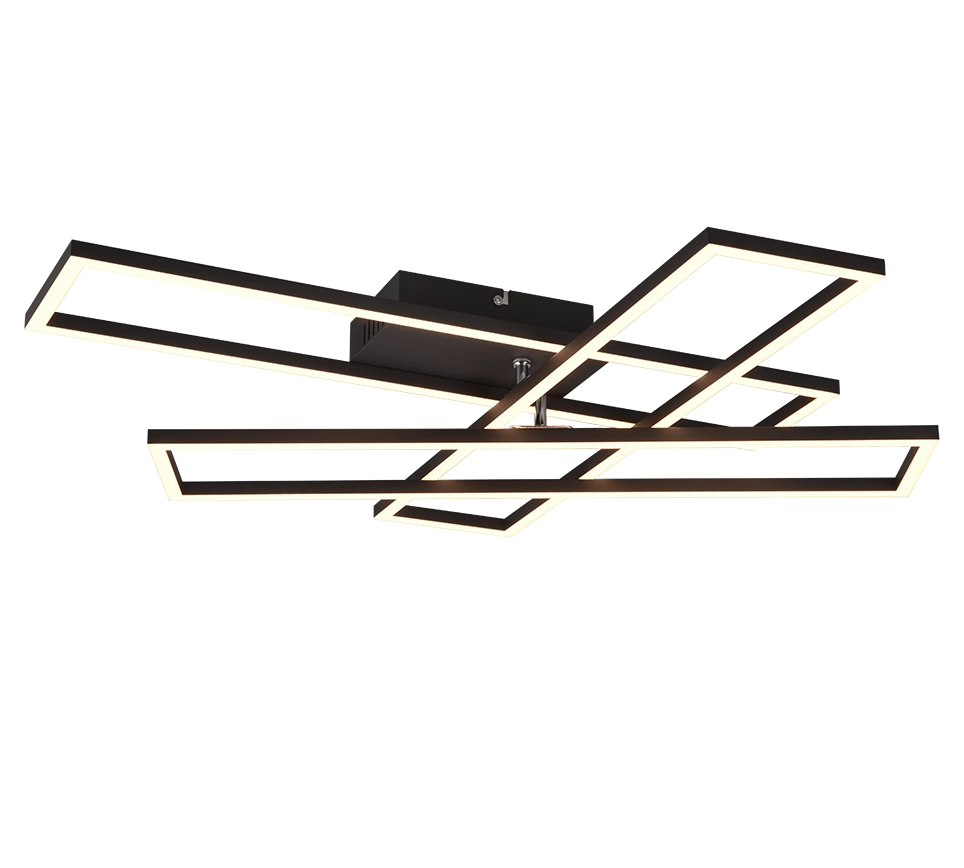 Plafoniera LED, metallo, nero opaco, 66x10x60 cm, Corso