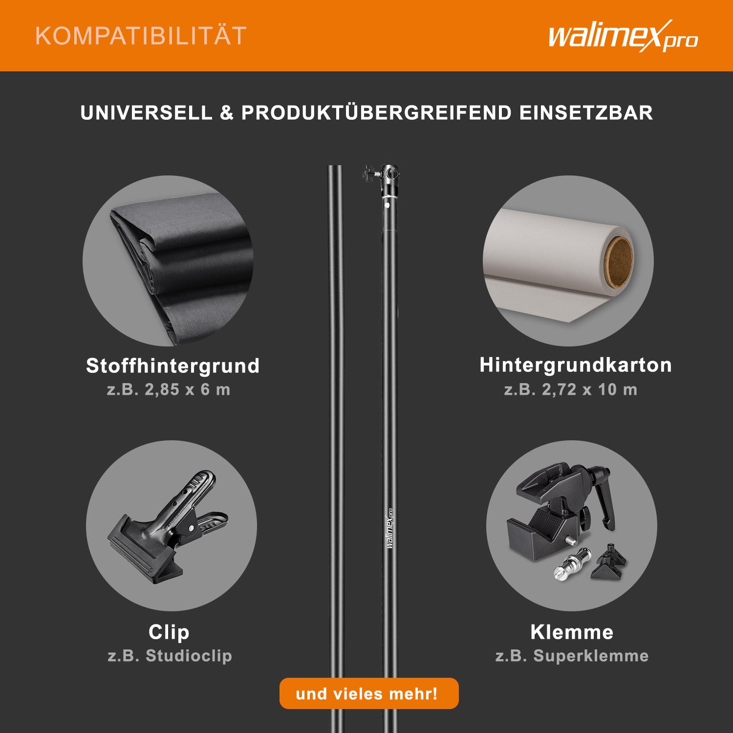 asta telescopica per fondali 225-400 cm