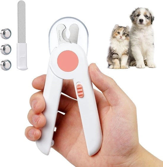 Taglio unghie professionale per cani - Tagliatore unghie per cani con luce LED - Protezione per le dita - Rosso - Tagliatore unghie - Adatto per cani, gatti e...