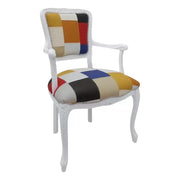 Poltrona parigina imbottita tessuto multicolore legno bianco 55x45x85 - Mobili 2G