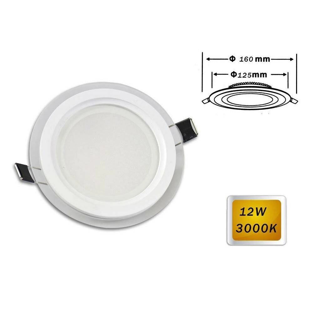 Trade Shop - Pannello Led Slim Incasso Bordo Vetro Tondo 12 W Luce 6500k 3000k 4000k P-125et -