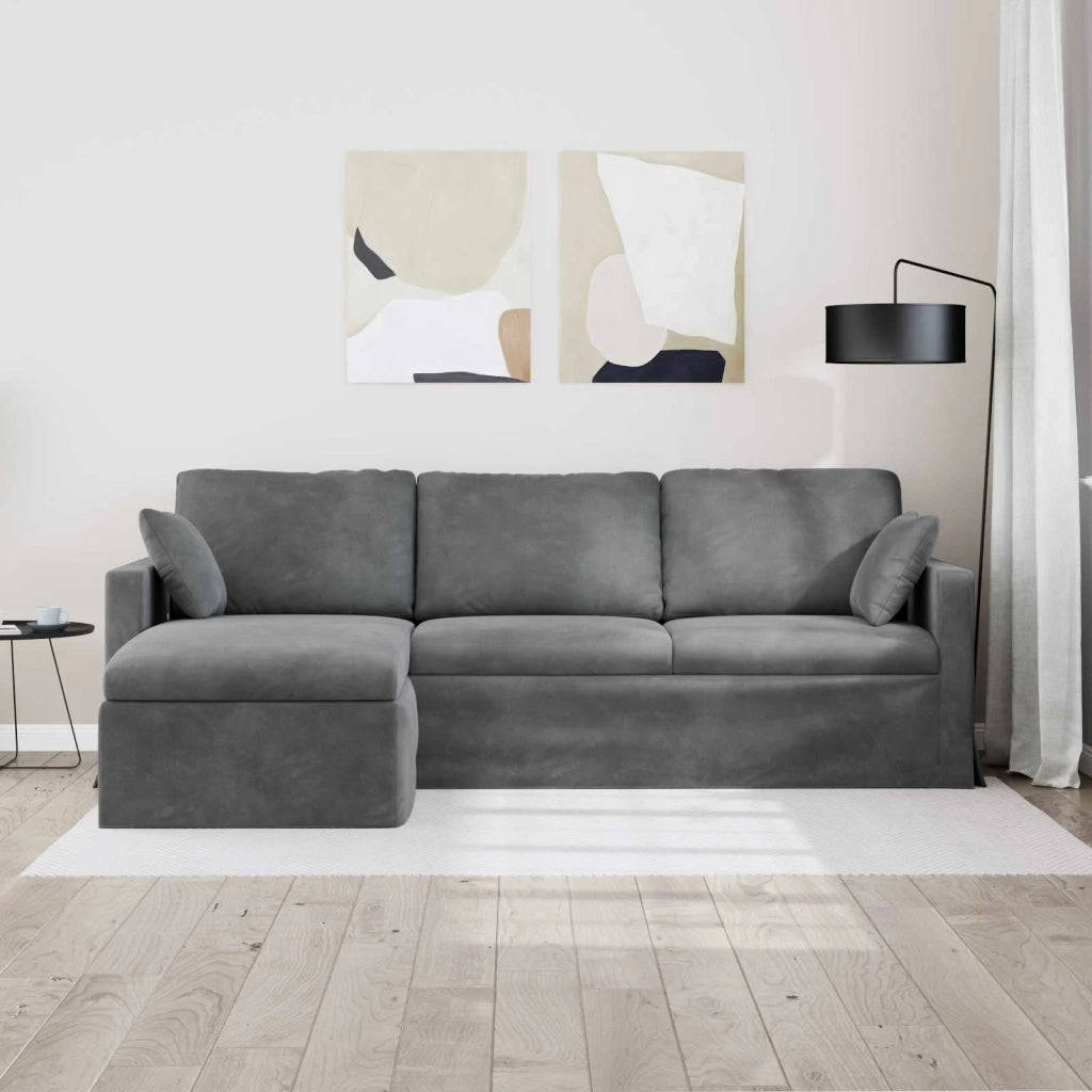 Divano Grigio scuro 198 x 134 x 80 cm Velluto