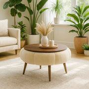 Tavolino in legno Papatya 60" - 60 x 60 x 44 cm - Crema