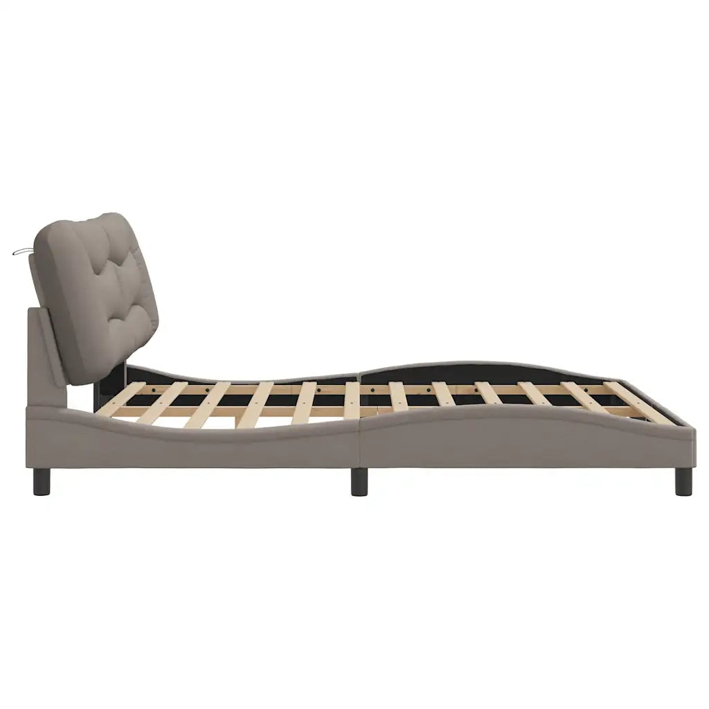 Giroletto con LED senza Materasso-Struttura Letto Hvar Tortora 180x200 cm in Tessuto