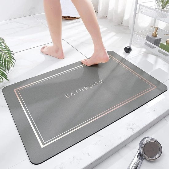 Matte assorbenti per bagno, mattonelle per bagno idrorepellenti, tappeti per bagno assorbenti per uso domestico, pavimenti antiscivolo in gomma, facile da pulire, semplice tappetino per la porta del bagno (grigio chiaro, 50 x 80 cm)