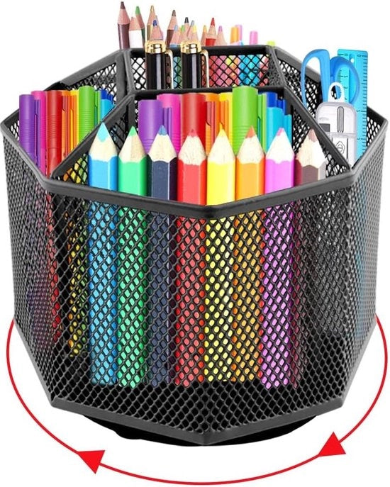 Organizzatore da ufficio rotante - 360 gradi girevole con 5 compartimenti - pen caddy houders - archiviazione rotante e fissa - classificatore di matite