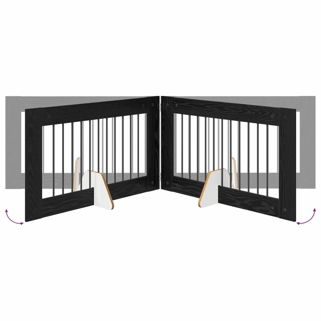 Cancello per cani con supporti 6 pz Rovere Nero 100 x 60 cm CFW8504907