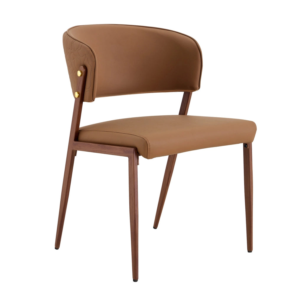 Sedia da pranzo moderna 74x53.5x51 cm in PU e metallo marrone