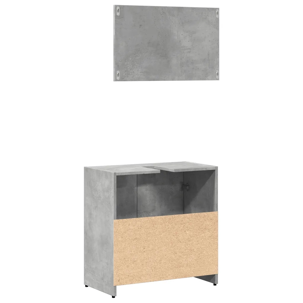 vidaXL Mobile da Bagno con Specchio Grigio Cemento Legno Multistrato