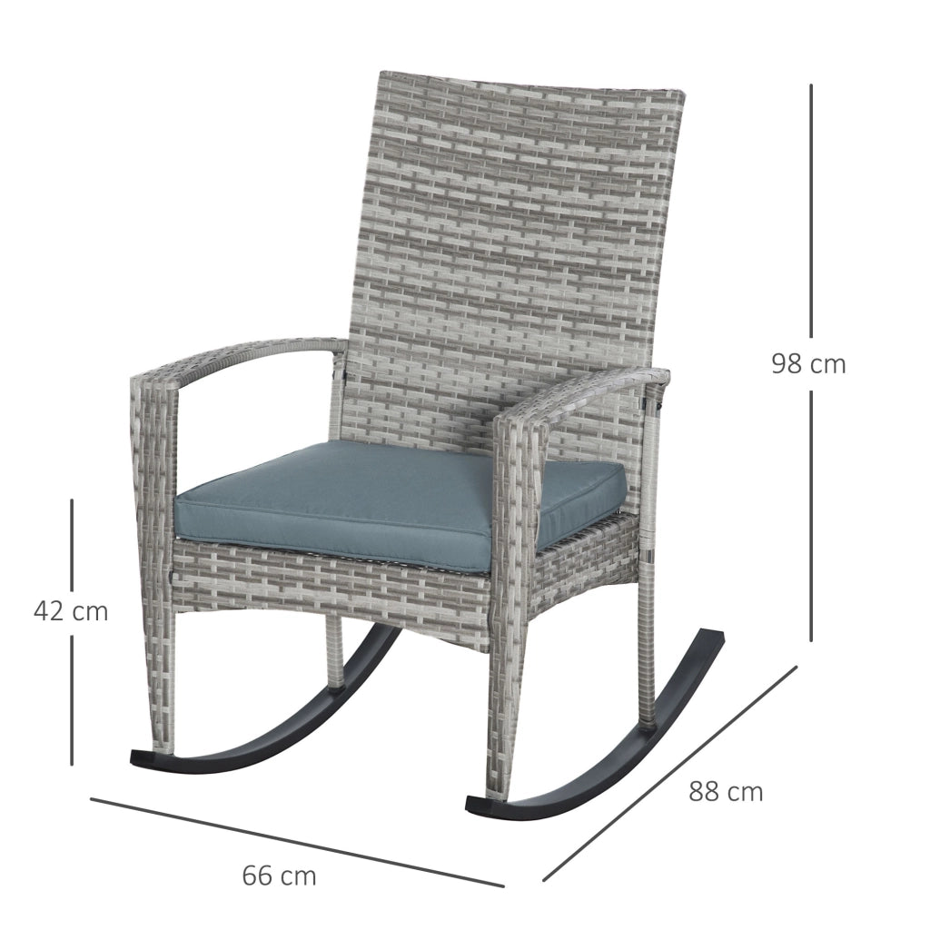Sedia a dondolo in polyrattan e metallo con cuscino ¨C Xylo ¨C Grigio 66x88x98 cm