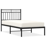 Letto singolo | Letto per adulti | Giroletto con Testiera in Metallo Nero 90x190 cm