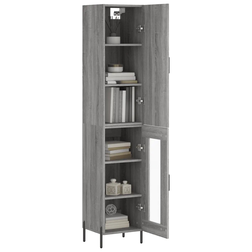 Credenza-Buffet-Armadio da cucina Grigio Sonoma 34,5x34x180 cm in Legno Multistrato 236598