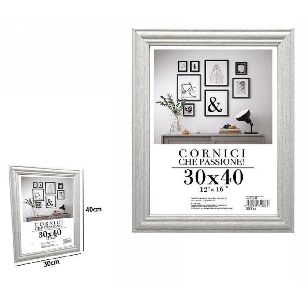 Trade Shop - Cornice Per Fotografie Quadri Tele Poster Portafoto 30x40cm Modello Silver 71621 -
