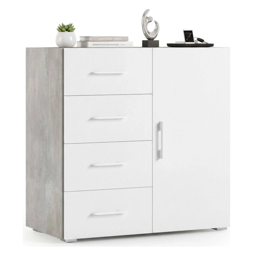 Madia Aracnida, Credenza un Ripiano Made in Italy, 90x41x87h cm Bianco